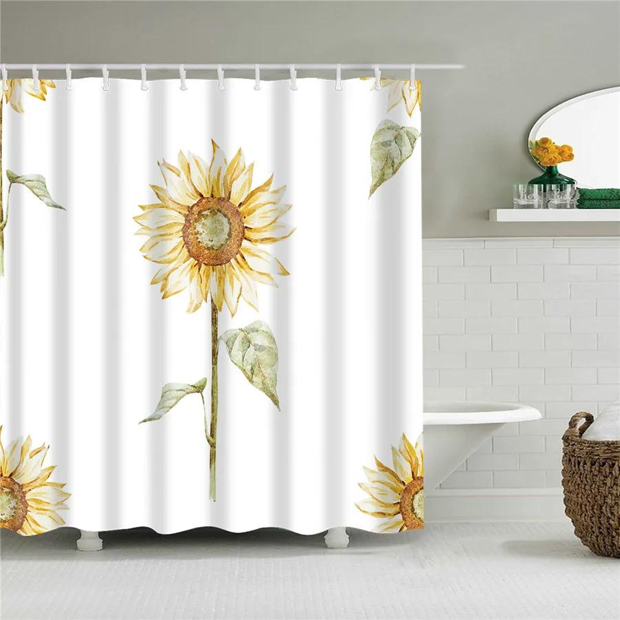 Flower Dandelion Red Rose Small Fresh Shower Curtains Bathroom Curtain Set Frabic Waterproof Polyester Bathroom Decor With Hooks