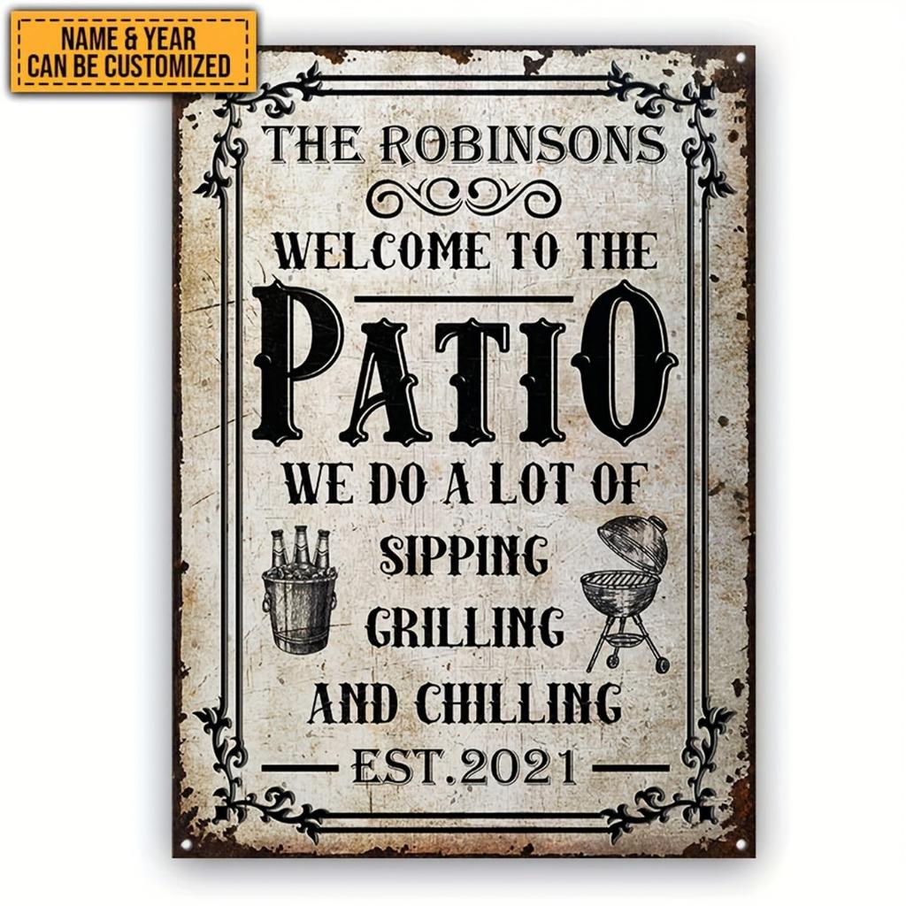 Customizable Vintage Welcome Metal Patio Sign Home Decor