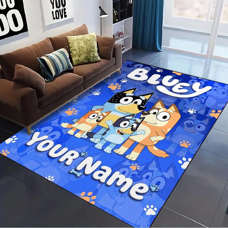 Name Custom Bluey Cartoon Carpet Rug for Living Room Bedroom Home Sofa Decoration,Kids play Non-slip Floor Mat