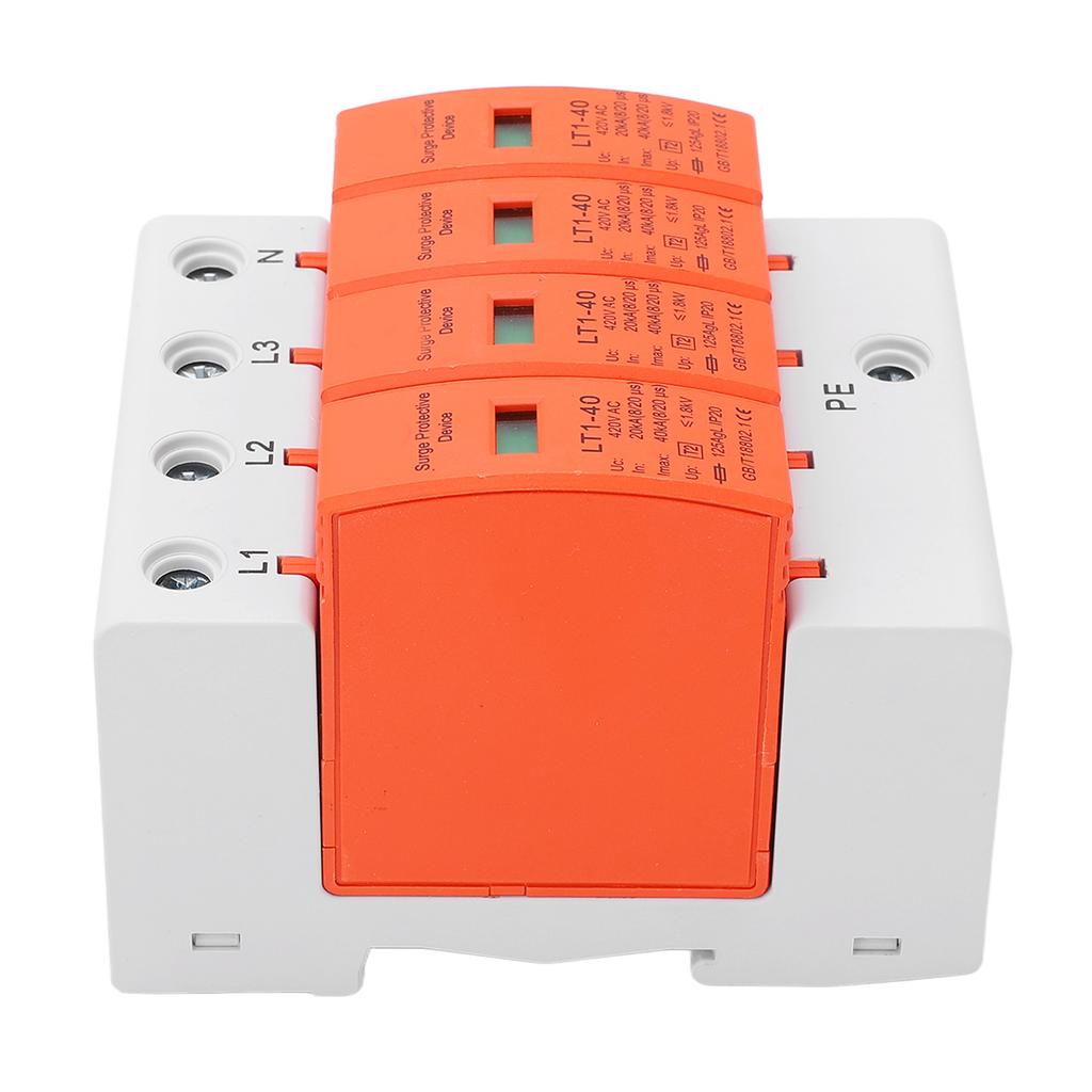 AC Surge Protector Quick Response 36mm Rail Installation 4P Surge Protective Device 20‑40KA 420V