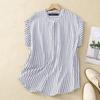 ZANZEA Women Casual Round Neck Summer Short Sleeve Stripe Blouse