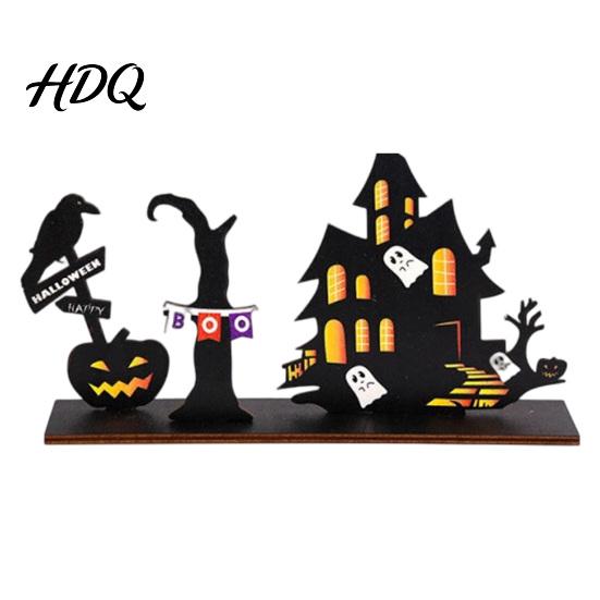 Compact Ornament for Dining Tables Halloween Wooden Tabletop Signs Decor Haunted House Ghost Pumpkin Black Seasonal Home Accents Parties Cat