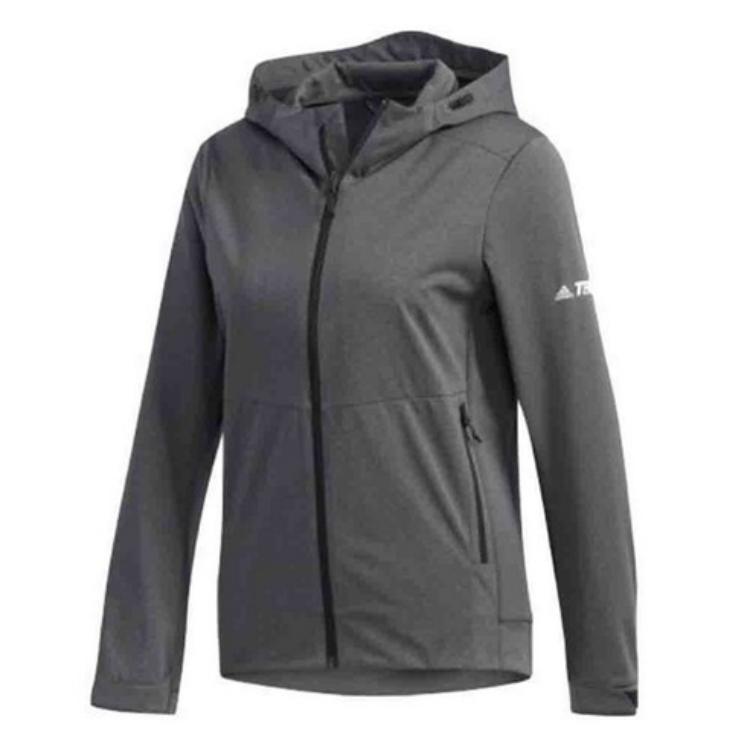 

Adidas Letter Hooded Zip Sports Jacket Women Jackets Gray DW4222 M