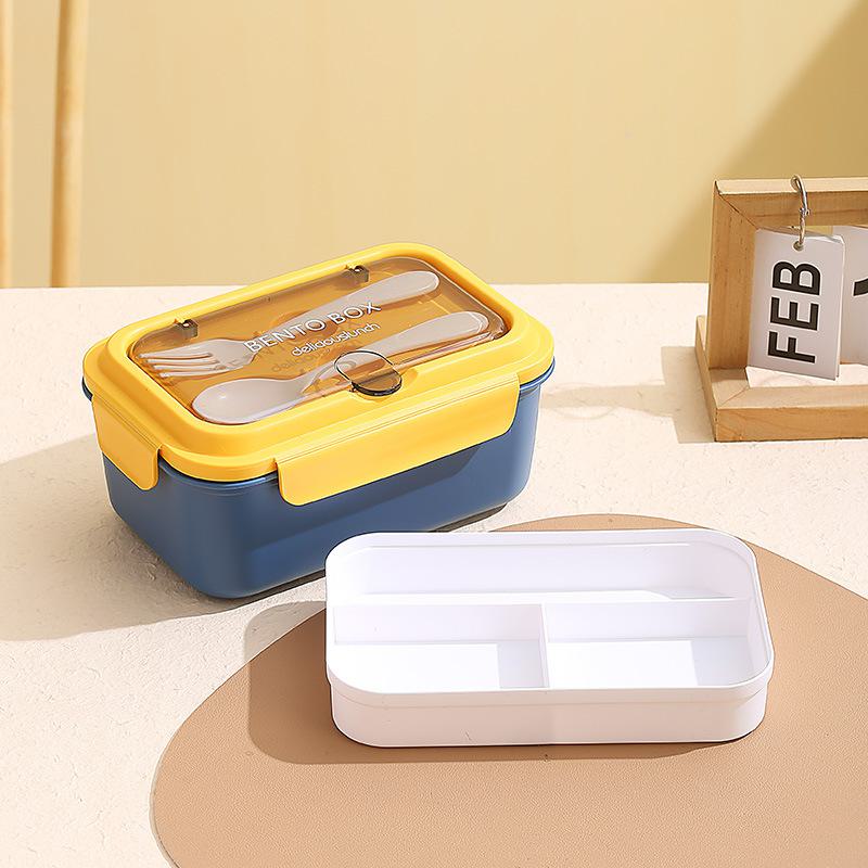 Ланч-бокс из нержавеющей стали в скандинавском стиле с вилкой и ложкой подходит для использования в микроволновой печи PP heightened inner double layer 1350₽