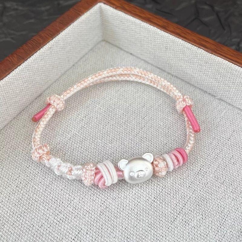 

Официальный/Оригинальный товар Чистое серебро 999 Плетеный браслет «Сосна и медведь» Ручная работа DIY Стерлинговое серебро Ремешок для переноски медведя желаний для девушки