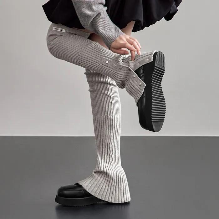 Snap Knit Leg Warmer / Grey