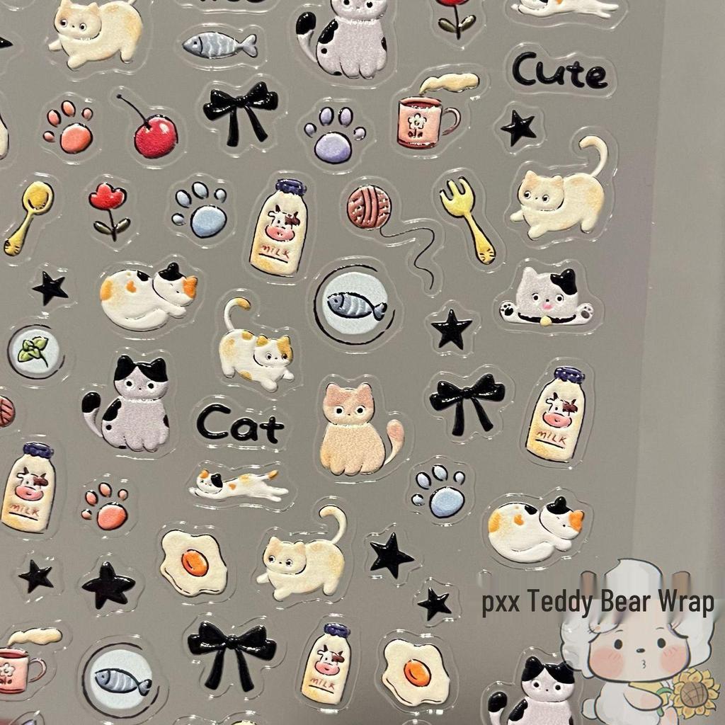 Cartoon Pet Embossed 3D Nail Art Stickers for Dogs, Cats & Devices