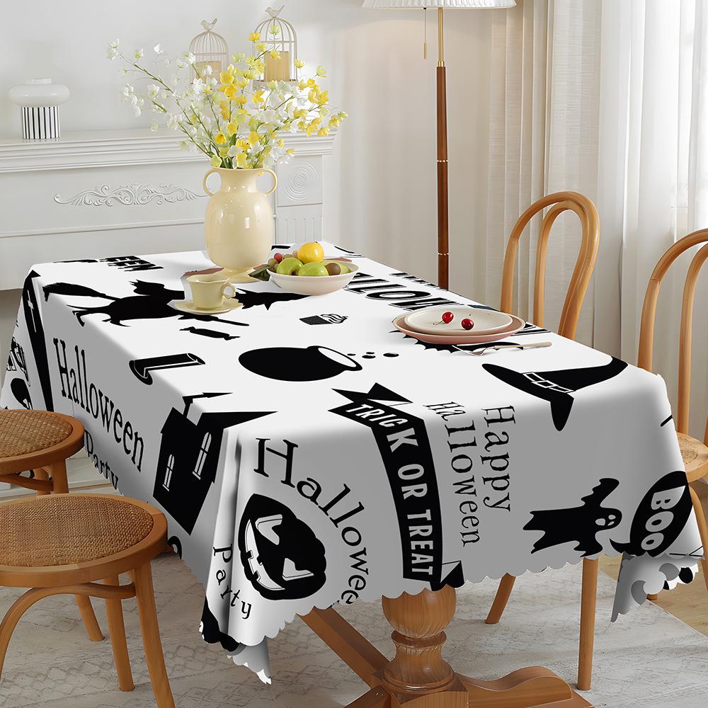 Halloween Bat Spider Web Pumpkin Party Home Waterproof Tablecloth, Holiday Decoration Home Dining Table Tablecloth