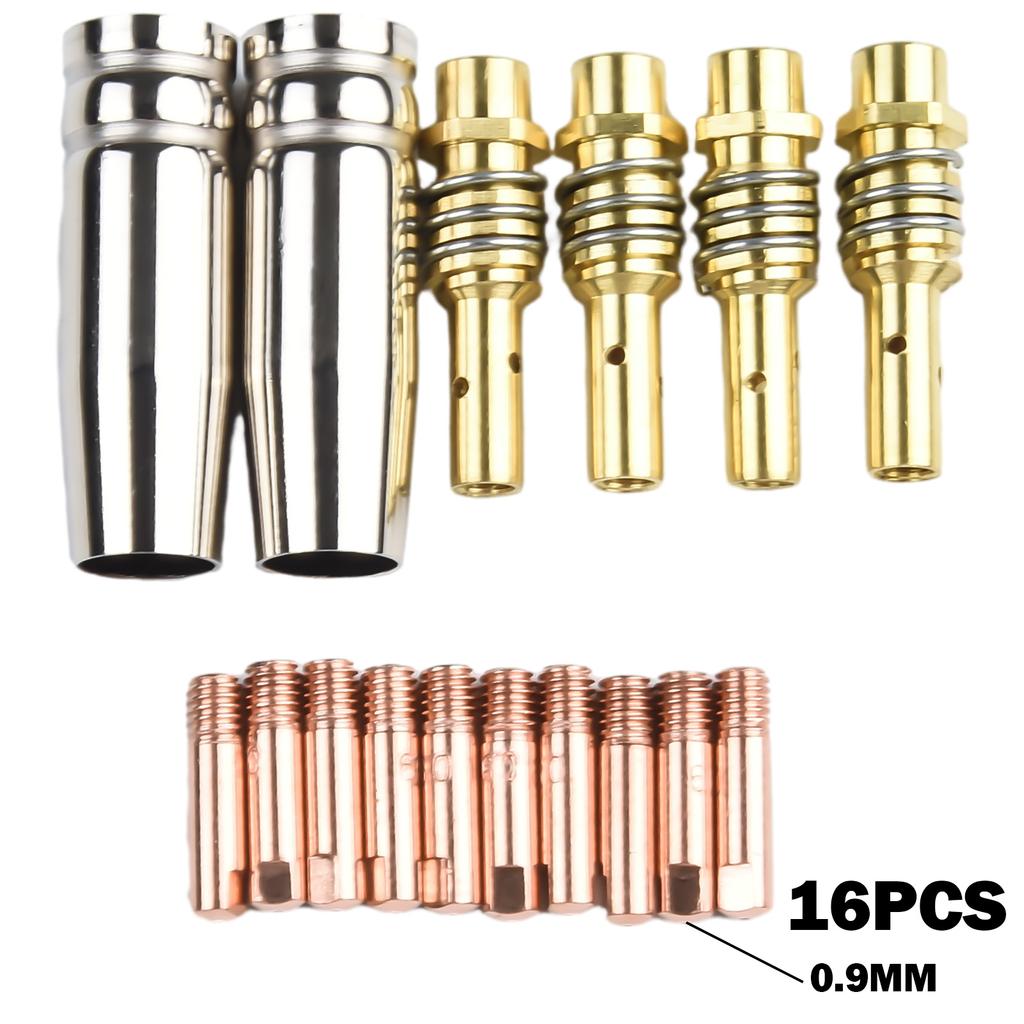 MIG Welding Contact Tip Consumables 16PC MIG Welding MB15 15AK Contact Tip 0.8/1.0/1.2mm For Rilon Riland Jasic Mitech Chiry