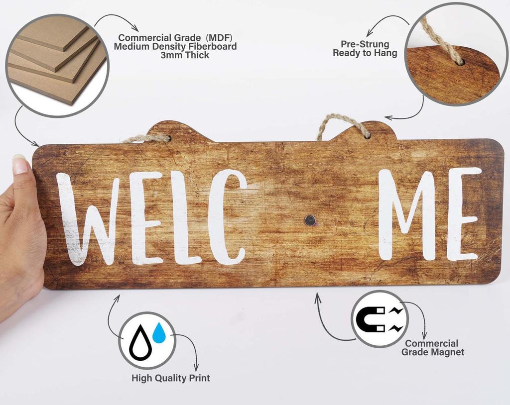 Inkdotpot Welcome Sign Front Door Decorations Hanging Rustic Wood Seasonal Holiday Ornaments Housewarming GiftWall Hanging 17" Inches
