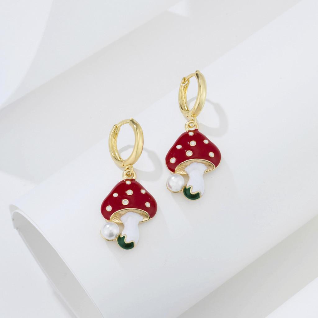 Unique Alloy Trending Geometric Mushroom Earrings For Versatile Women