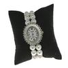 Women's Double-Row Imitation Pearl Beaded Bracelet Watch with Diamond-Set Quartz