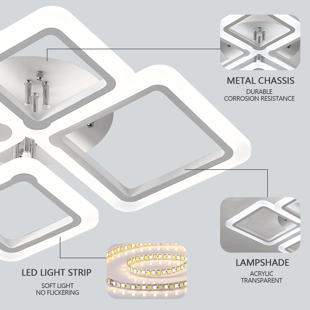 Modern LED Ceiling Light Fixture Flush Mount Ceiling Lights Remote Control Acrylic Pendant Light Dimmable Lamp Living Room