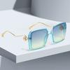 Sunglasses For Women Gradient Blue Yellow Frame Glasses Unique Double Frame Design Golden Spherical Decoration Modern Fashion