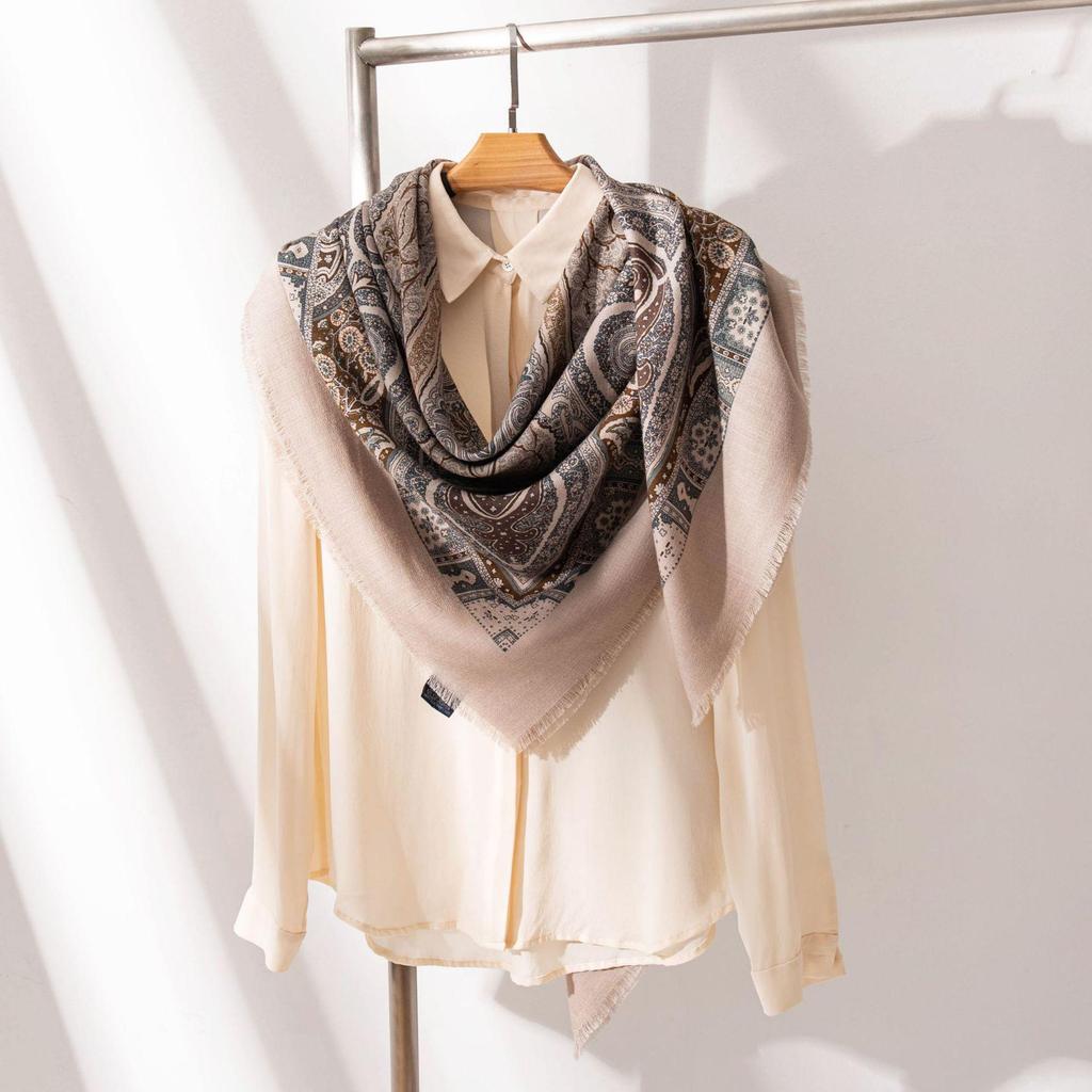 Autumn Paisley Diamond Print Double-Sided Vintage Women's Neck Scarf