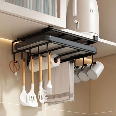 Unter dem Schrank, Papierhandtuch, Lappen, Aufhänger, Schneidebrett, Topfdeckelhalter, Aufbewahrungsregal, Küche, hängendes Organizer-Rack mit Haken