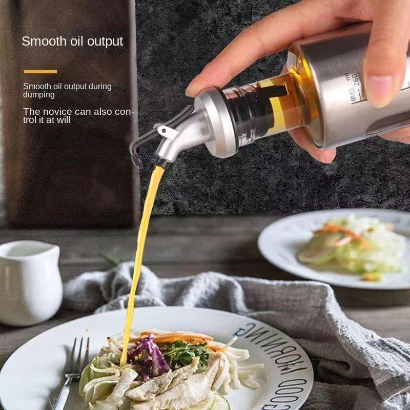 Cam Yağ Şişesi Zeytinyağı Dispenseri Otomatik Anahtarlı Ölçekli Sos Baharat Kabı Mutfak Dış Mekan Barbekü Malzemeleri