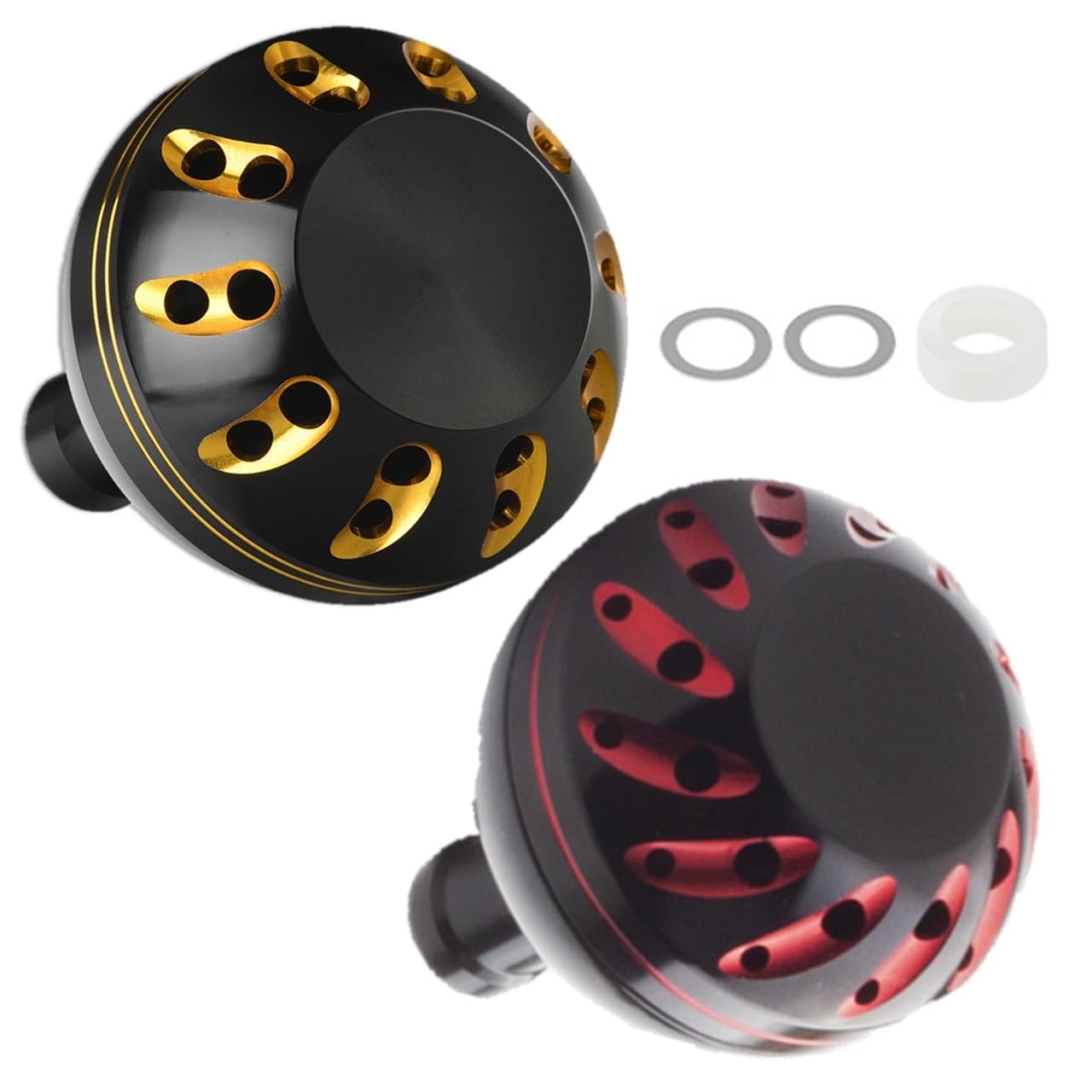 

APAGAI Power Handle Aluminum Round Set of for Shimano A and Daiwa S Spinning Universal 38mm Round Black Gold x Black Knob, Knob, 2, Reels, Fishing,