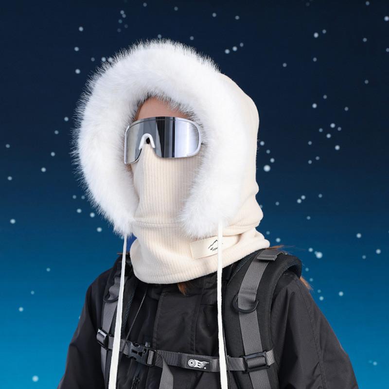 

Зимова маска для обличчя шапка з підкладкою для жінок для вулиці вітрозахисна тепло бежевий