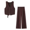 2025 Spring Women's Fashion: European-American Style Cut-Out Vest & Long Pants Set