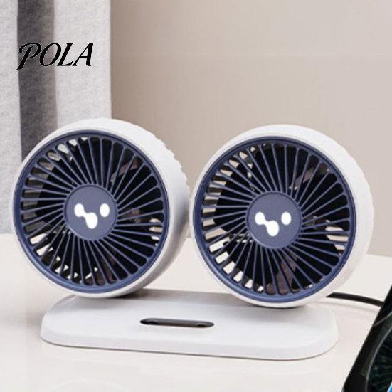 Auto Cooling Fan Car USB Powered Double Heads 360 Degree Rotatable 3 Speeds Adjustable 12V/24V Universal Large Airflow Dashboard Mount Accessories