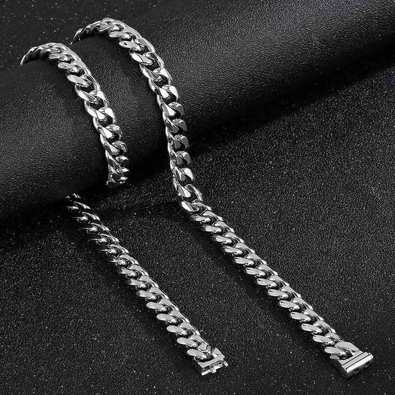 Kalen 10/12/13MM Cuban Chain Heavy Bracelet Shiny Necklace for Men 316L Stainless Steel Gold Color Jewelry Birthday P arty Gift