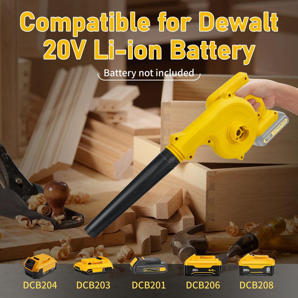 Cordless Leaf Blower for Dewalt 20V Battery Electric Jobsite Air Blower 2-in-1 Handle Electric Blower and Vacuum Cleaner