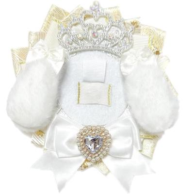 [efShop] Badge Rosette [Rabbit Ears White X Heart] Ita-Rosette, Oshikatsu Rabbit Badge, 57mm X 76mm (White, Heart)
