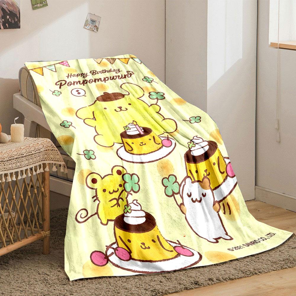 Cute characters with pudding, clovers, and a birthday celebration theme. for all seasons blanket lunch break throw gift