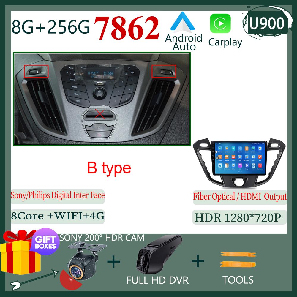 Car Android 14 For Ford Transit Tourneo Custom 2013-2021 Auto Radio Video Player GPS Multimedia Stereo WIFI DVD QLED DSP IPS BT