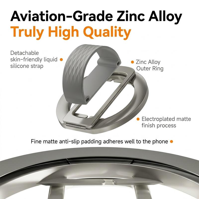 Magnetic Phone Ring Holder Anti Fall Adjustable Kickstand Smooth Skin Touch Universal for Office Hands Free Use