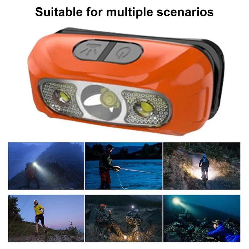 Lampă frontală cu senzor LED Nouă, reîncărcabilă prin USB, cu lumină puternică, ondulată prin inducție, fară pentru pescuit, rezistentă la apă. Cap de baterie cu litiu încorporat