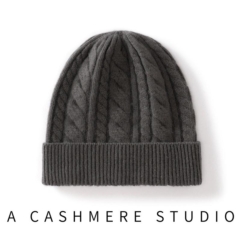 Cashmere hat knitted hat autumn and winter new thickened twist women's hat twisted cold hat simple warm hat factory
