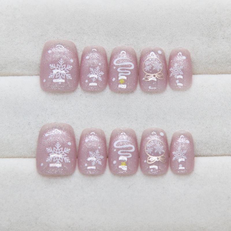 Christmas snowflake atmosphere star cat eye girl fashion versatile autumn and winter manicure removable 30 pieces