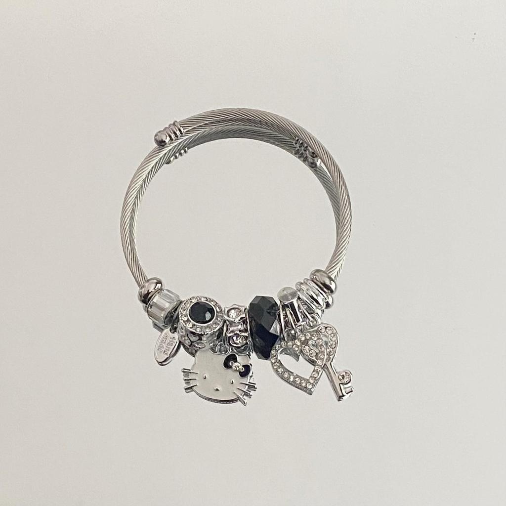 Panjia Dora Women's Stainless Steel Beaded Bracelet - European American Versatile Luxury Jewelry