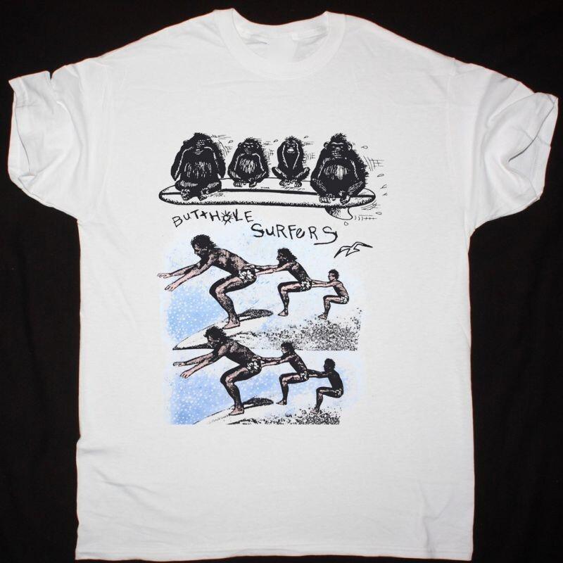 Vtg BUTTHOLE SURFERS MONKEYS Short Sleeve Cotton White All Size Shirt AG345 S разноцветный