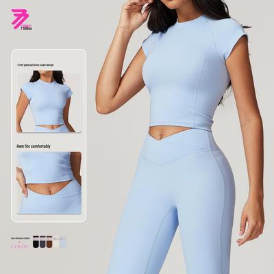 Eco-Friendly Recycled Quick-Dry Yoga & Running Outfit - Women's Short-Sleeve Fitness Suit with Stylish Back Design (Model 8799)