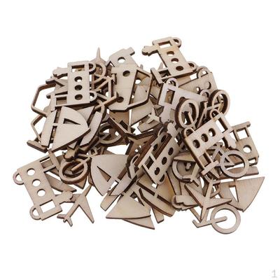 50 Pieces Blank Wood Bike Ship Car Train Plane Wooden Shapes Plaque Embellishment Tags for Kids