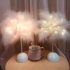 Creative Led Night Light Portable Bedside Lamp Atmosphere Light Feather Table Lamp  Kids