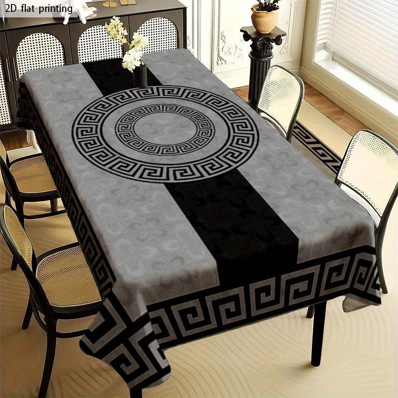 1pc Soft and fashionable 2D flat tablecloth, machine washable and easy to clean, with classic ribbed border.zyc