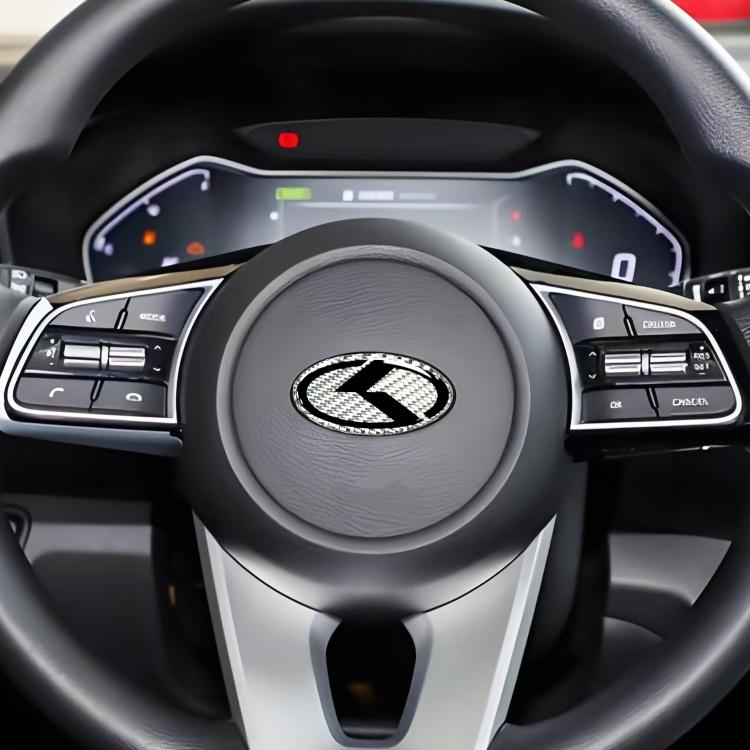 1 pièce Autocollant Emblème Volant Fibre de Carbone K 3D Volant de Voiture Emblème Intérieur de Voiture Accessoires de Style de Voiture Pour KIA