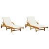 Sun Loungers With Cushions, 2 Pcs, 200X68X83 Cm, Solid Acacia Wood