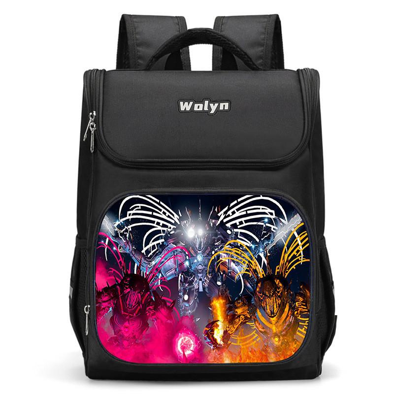 Trendy Nylon Student Backpack With Titan Monitoring Man Design For School Use