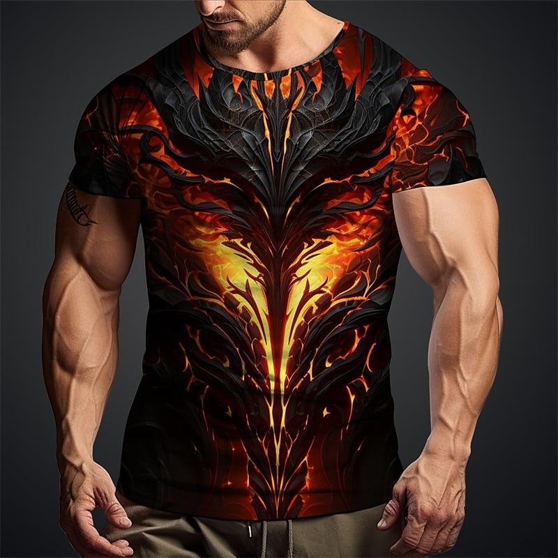 

Men s Graphic Flame T Shirt Short Sleeve T shirt 3D Print Crew Neck Shirt Daily Designer Retro Vintage XL