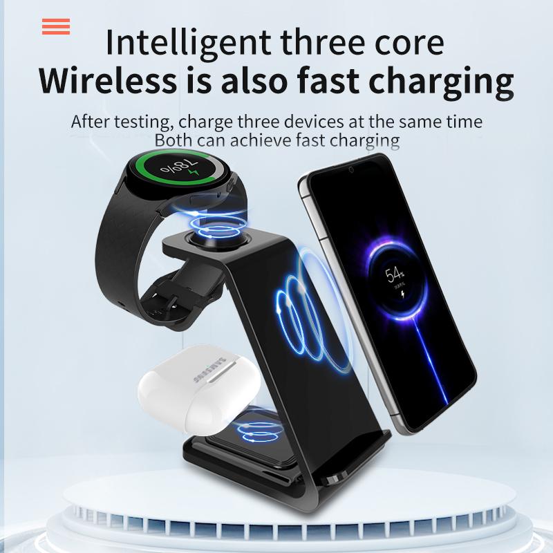 3 in 1 Wireless Charger Stand For Samsung Phones Galaxy Watch 7 8 9 Airpods Pro Fast Charging Dock Station