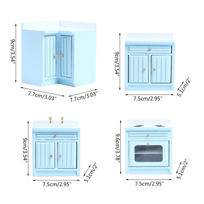 3’’ for Doll House Toy Miniature Cooking Cabinet Mini Kitchen Cabinet Dollhouse Accessory Girl’s Pretend for Play Toy Su