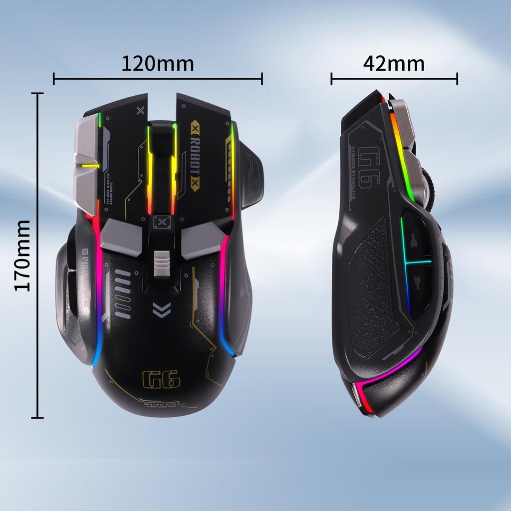 Lightweight Wireless Gaming Mouse, 2.4G+Bluetooth, Wired and Wireless, Type-C Rechargeable, 10 Buttons, 5-Level DPI Adjustment