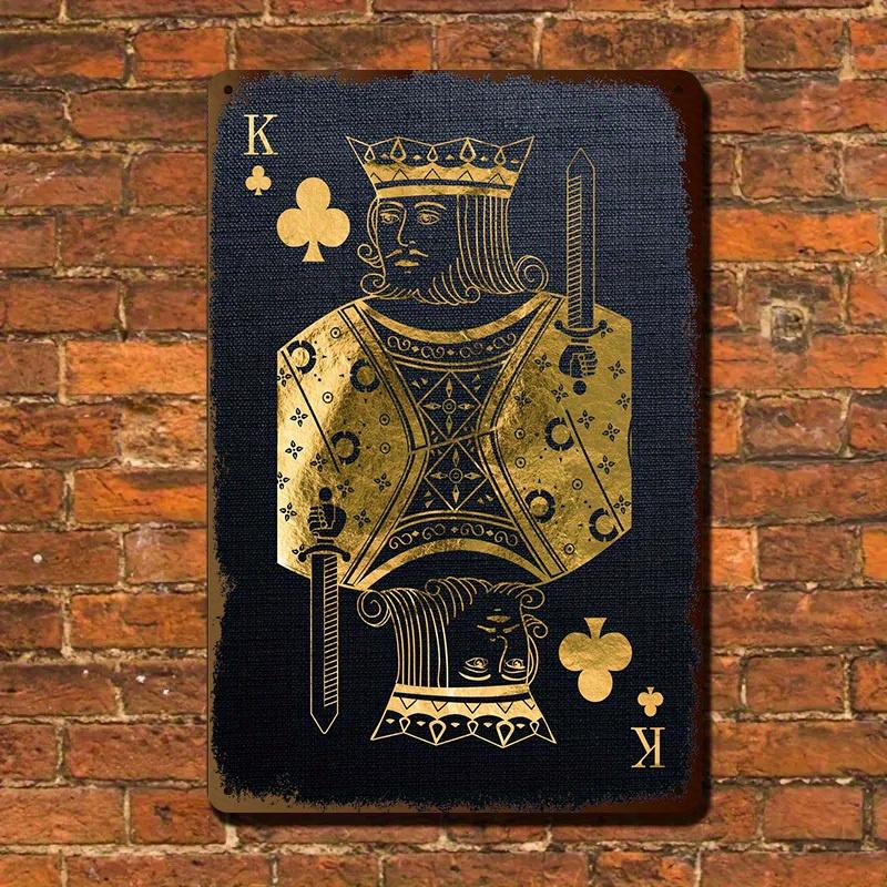 

Vintage King of Clubs Playing Card Tin Sign Retro Metal Wall Art HighQuality es Classic Design for Game Room or Living Ro 20x30cm（7.8x11.8inch）