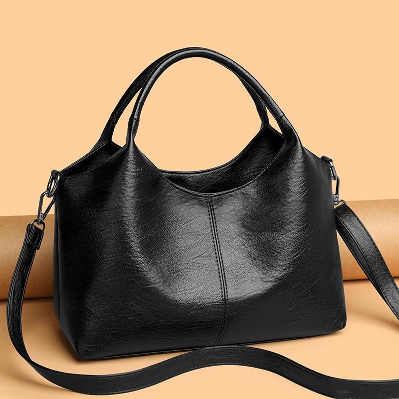 Ladies' Single-shoulder Crossbody Bag, Large-capacity Hand-held Women's Bag, Urban Simple Soft Leather Mom's Big Bag