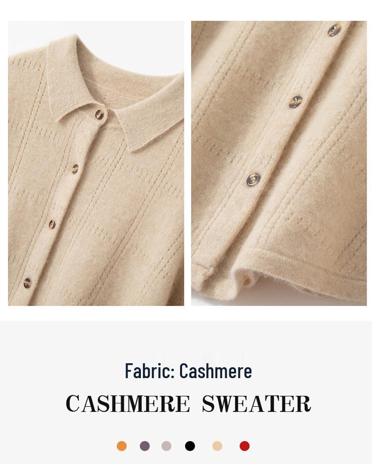 2025 A/W Women's Solid Polo Cashmere Cardigan: Loose, Casual, Versatile Knitwear